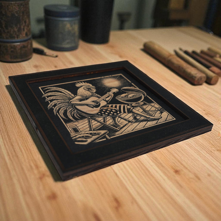 Framed Art - CUSTOM - Rooster BBQ Guitar