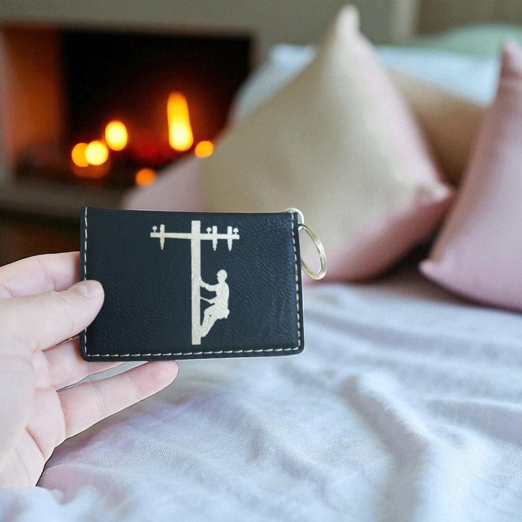 Keychain ID Holder Wallet - Lineman - Leather