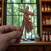 Jesus carrying cross - Cedar Ornament