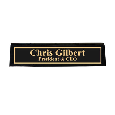 Desk Wedge Name Plate - Personalized Titles and Styles - 11 Inches