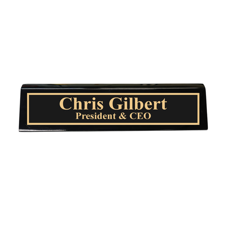 Desk Wedge Name Plate - Personalized Titles and Styles - 11 Inches