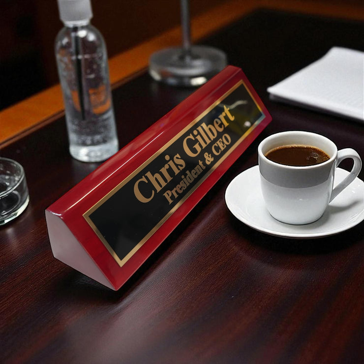Desk Wedge Name Plate - Personalized Titles and Styles - 11 Inches