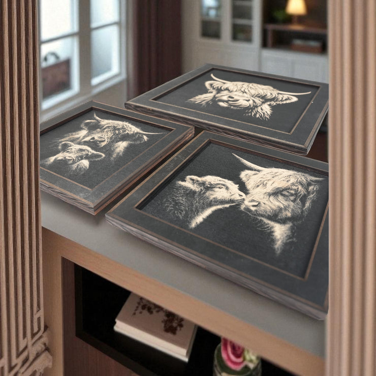 Framed Art - CUSTOM - Highland Cow SET of 3 Pictures