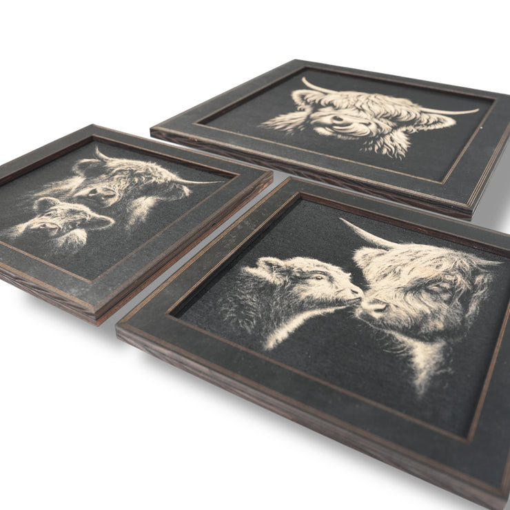 Framed Art - CUSTOM - Highland Cow SET of 3 Pictures
