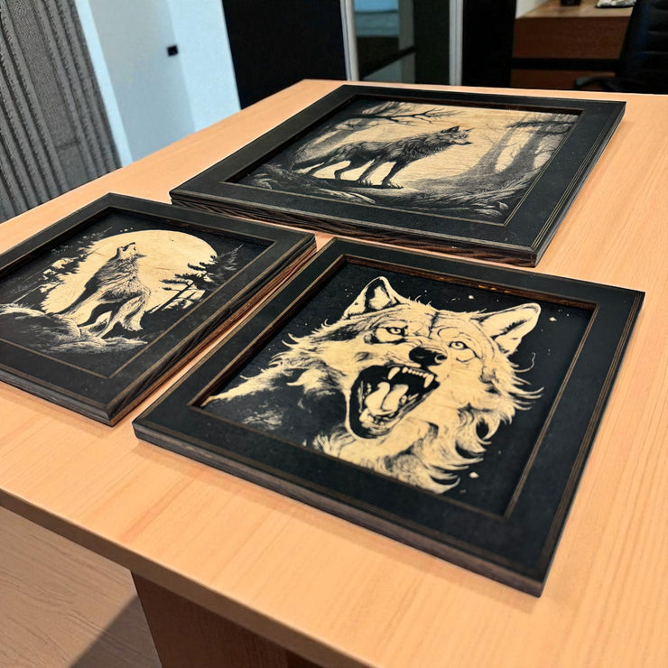 Framed Art - CUSTOM - Wolf SET of 3 Pictures