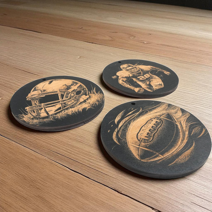 Ornament - Black - Football SET of 3
