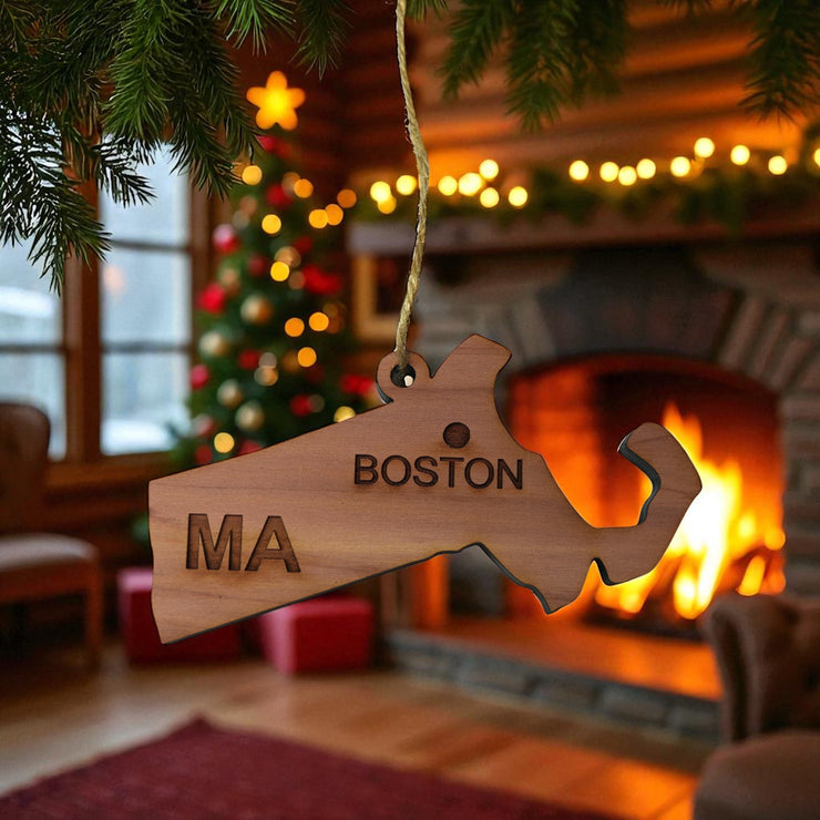Ornament - CUSTOM - Massachusetts State with Cities