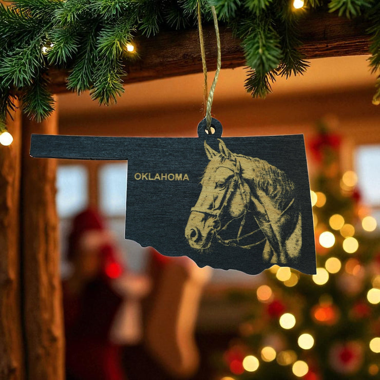 Ornament - Black - Oklahoma with Horse