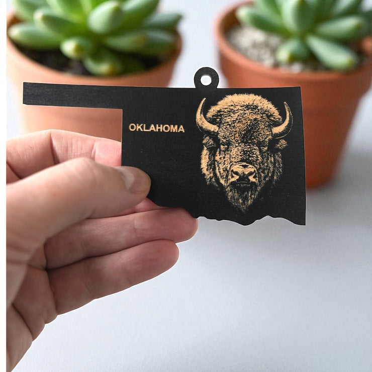 Ornament - Black - Oklahoma with Bison