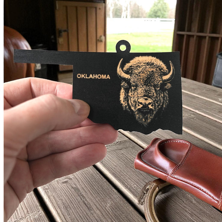 Ornament - Black - Oklahoma with Bison