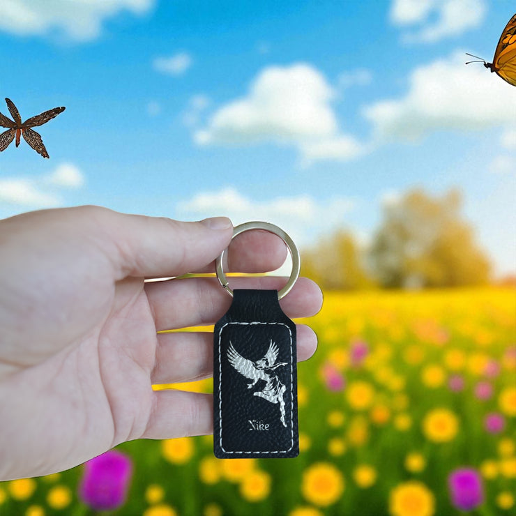 Keychain - Rectangle - Nike Goddess of Victory - Leather