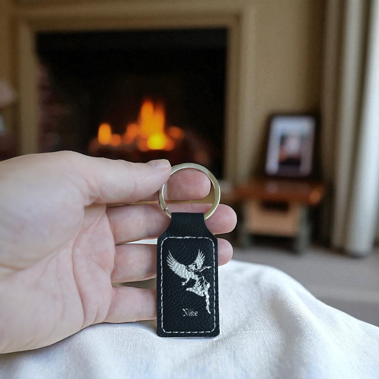 Keychain - Rectangle - Nike Goddess of Victory - Leather
