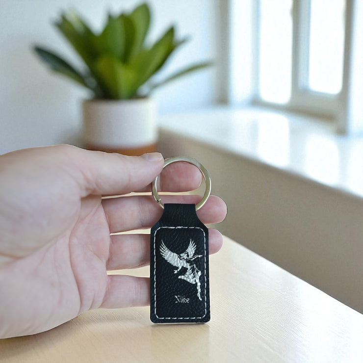 Keychain - Rectangle - Nike Goddess of Victory - Leather