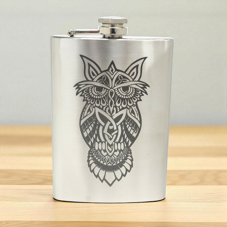 8oz Celtic Owl Stainless Steel Flask