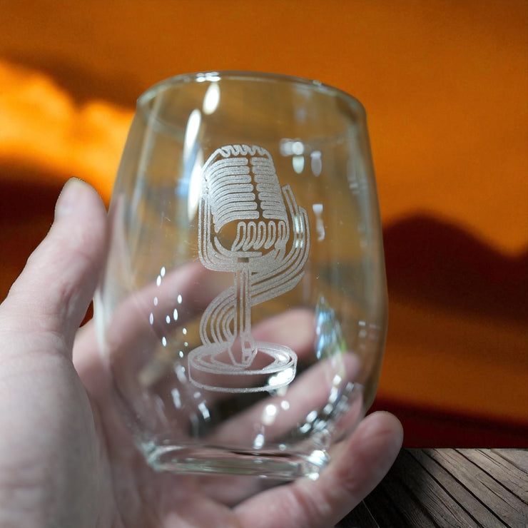 15oz Stemless Wine Glass -  Microphone