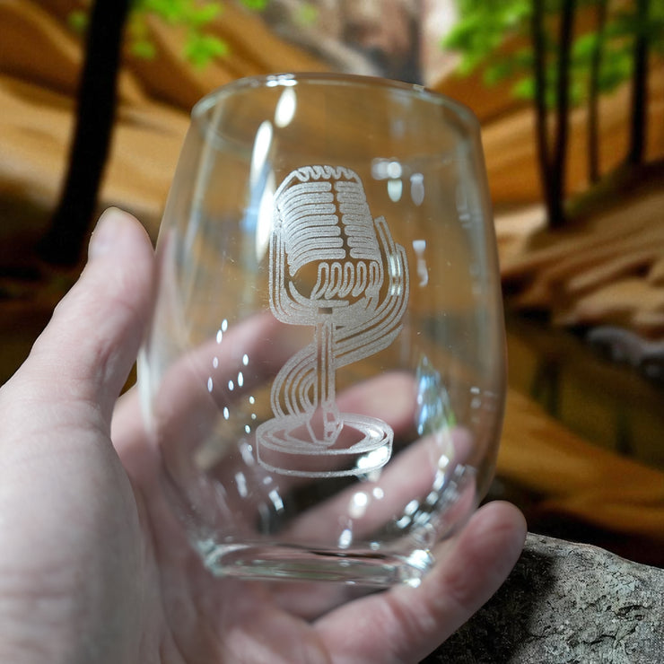 15oz Stemless Wine Glass -  Microphone