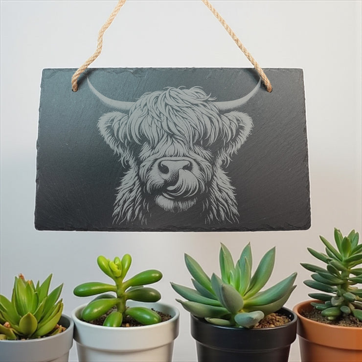 Sign - Slate - Highland Cow - 12x7in