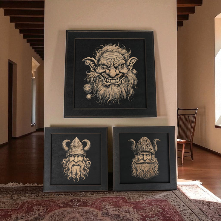 Framed Art - CUSTOM - Gnome SET of 3 Pictures