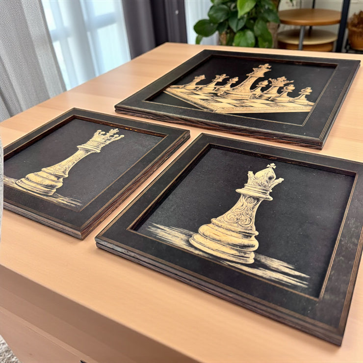 Framed Art - CUSTOM - Chess SET of 3 Pictures