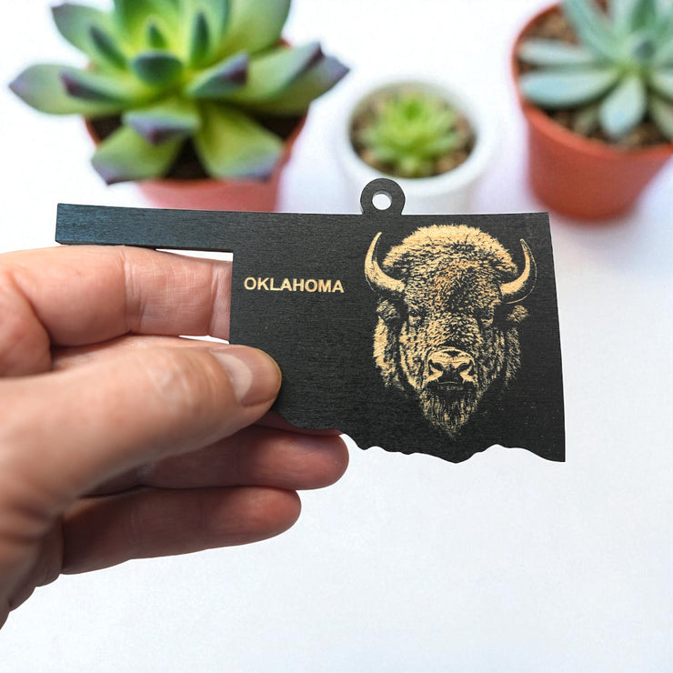 Ornament - Black - Oklahoma with Bison