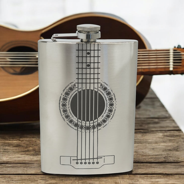 8oz Acoustic Guitar Stainless Steel Flask
