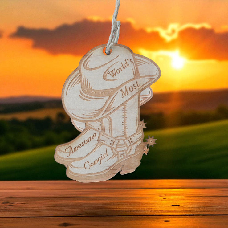 Worlds most Awesome Cowgirl - Ornament
