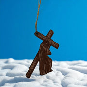 Jesus carrying cross - Cedar Ornament