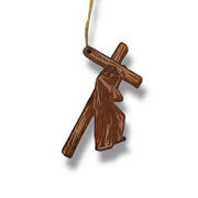Jesus carrying cross - Cedar Ornament