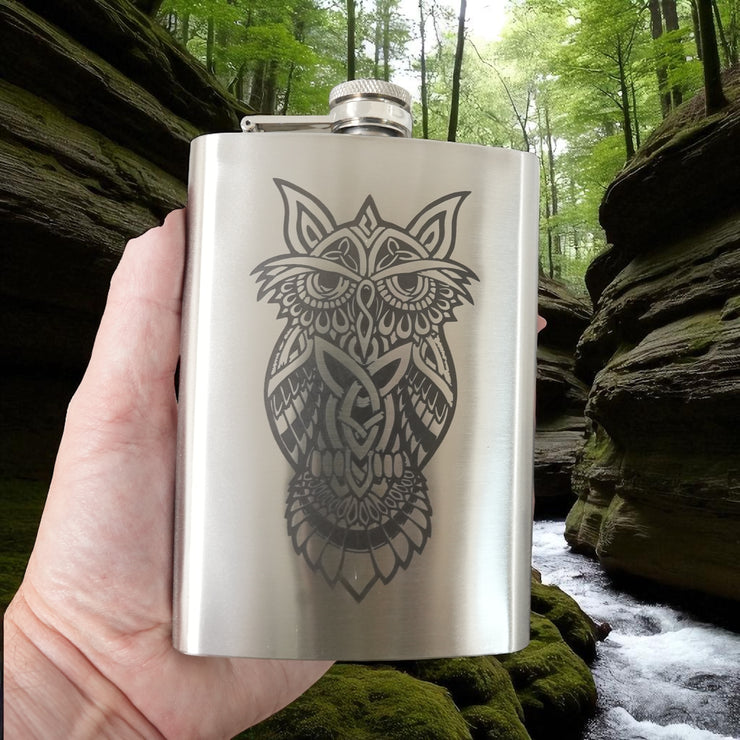 8oz Celtic Owl Stainless Steel Flask