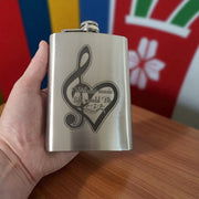 8oz Without Music Life would be Flat Stainless Steel Flask