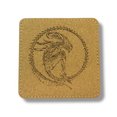 Coaster - Alien Fossil - SET OF 2 - Leather or Stitched Cork