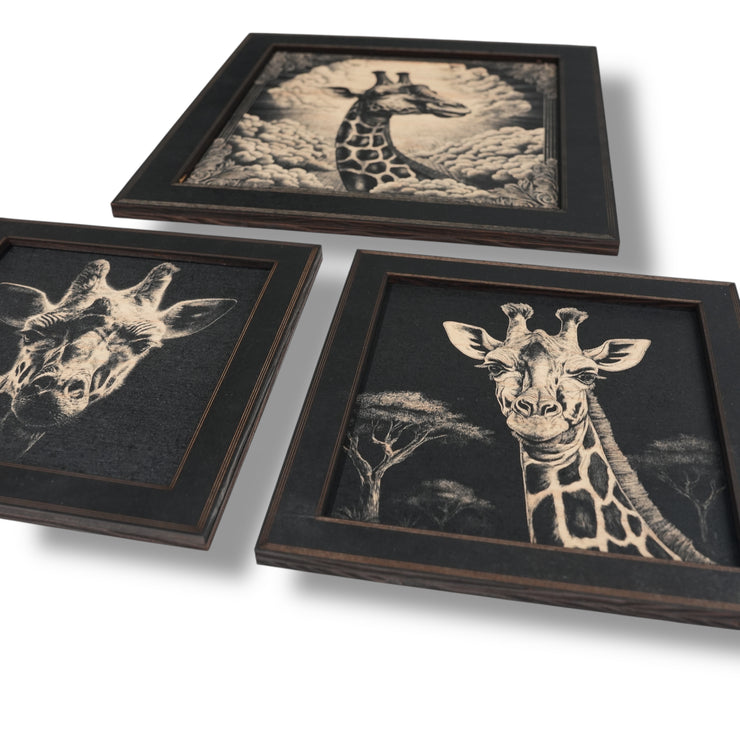 Framed Art - CUSTOM - Giraffe SET of 3 Pictures