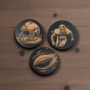 Ornament - Black - Football SET of 3