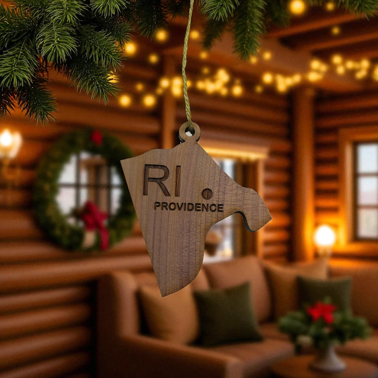 Ornament - CUSTOM - Rhode Island State with Cities
