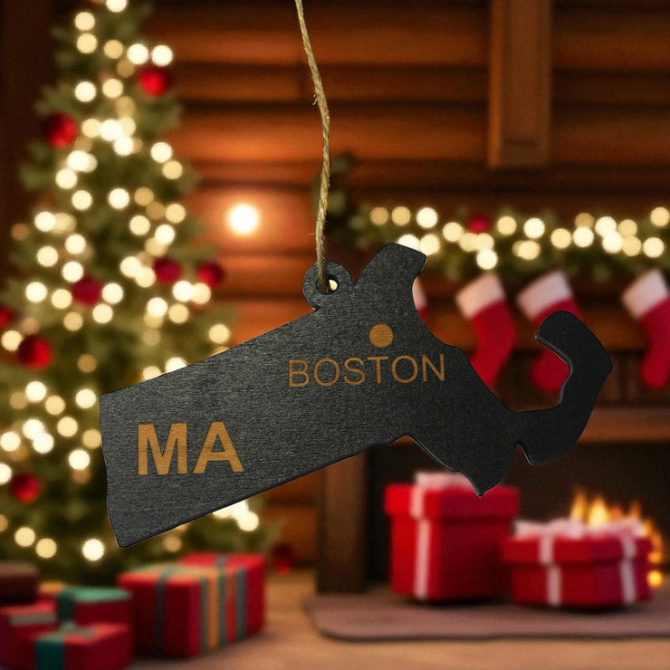 Ornament - CUSTOM - Massachusetts State with Cities