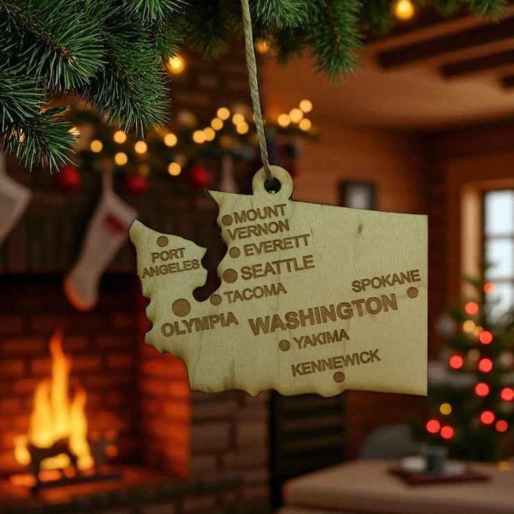 Ornament - CUSTOM - Washington State with Cities