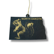 Ornament - Black - North Dakota with Squirrel