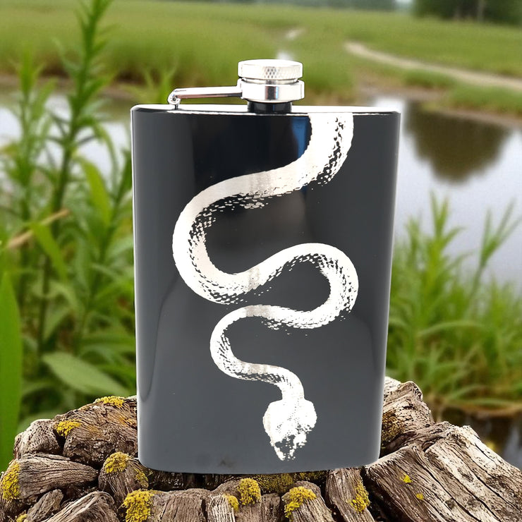 8oz Snake Black Flask