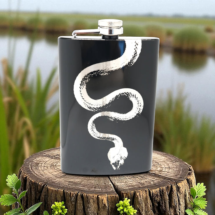 8oz Snake Black Flask