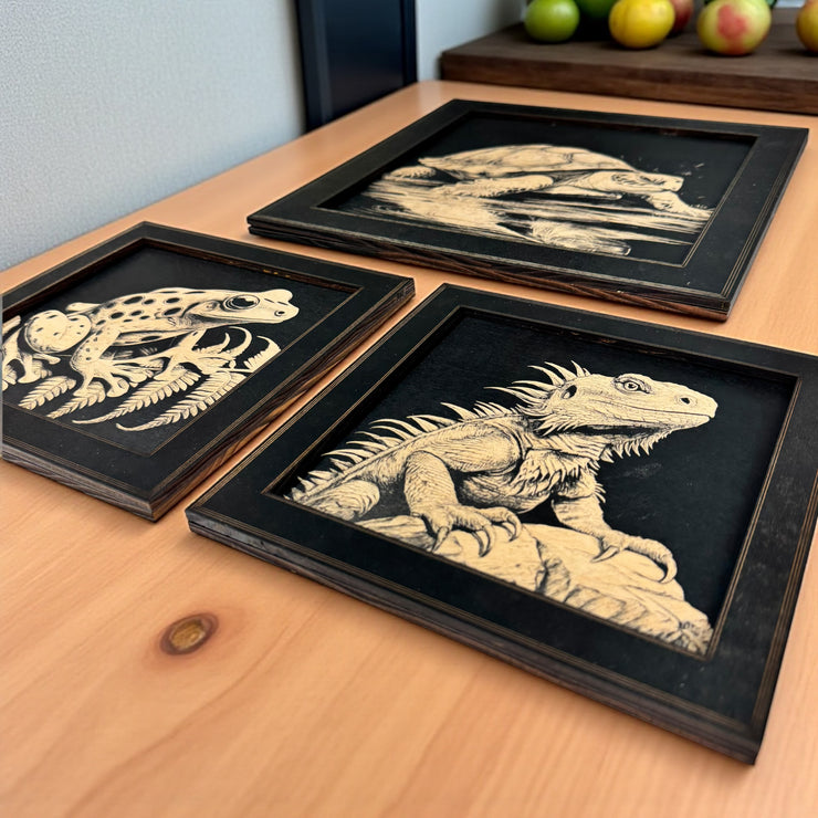 Framed Art - CUSTOM - Reptiles SET of 3 Pictures