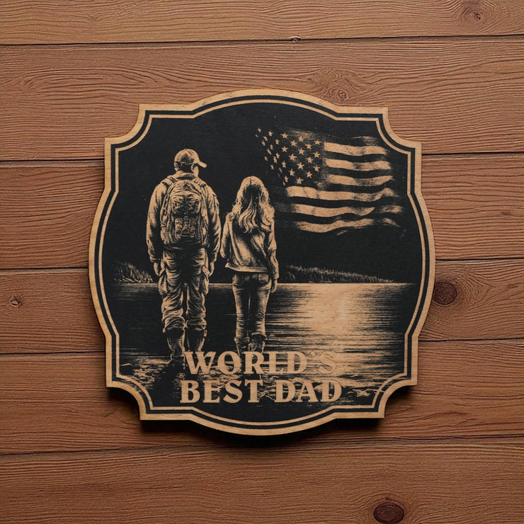 Sign - Black - Worlds best dad with girl and dad