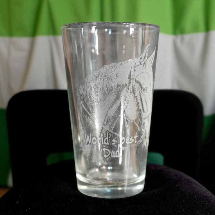 16oz Beer Mug - Worlds best Dad with Horse