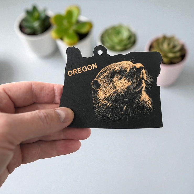 Ornament - Black - Oregon with Beaver