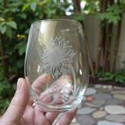 15oz Stemless Wine Glass - Sunflower