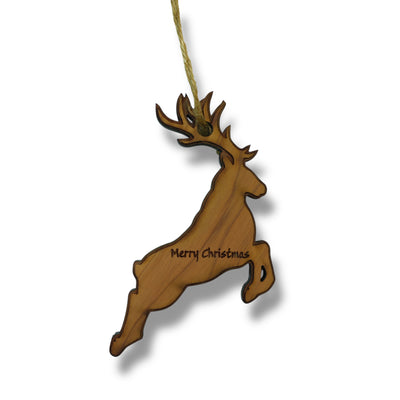 Reindeer Merry Christmas - Cedar Ornament