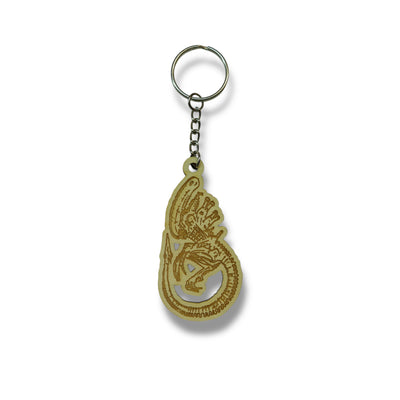 Keychain - Alien Fossil  - Birch wood