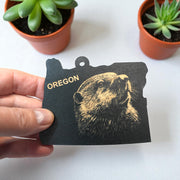 Ornament - Black - Oregon with Beaver
