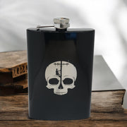 8oz BLACK Lineman Skull Flask