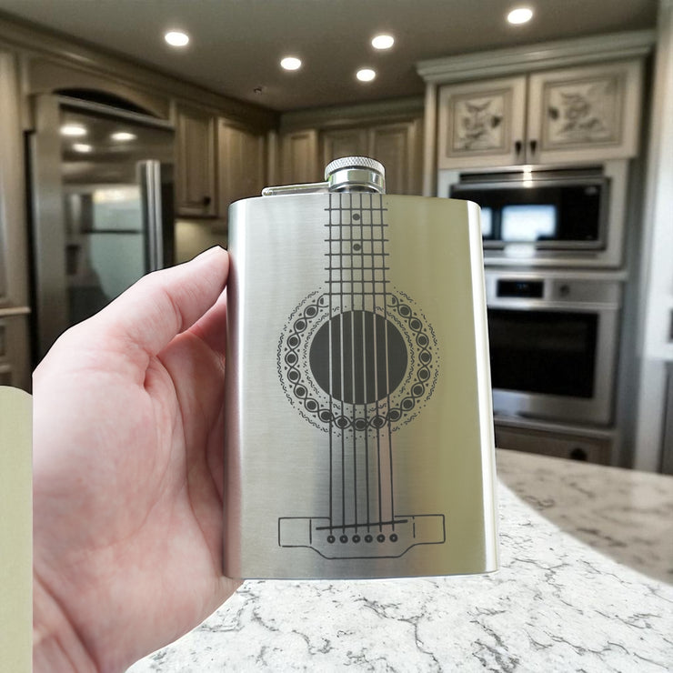 8oz Acoustic Guitar Stainless Steel Flask