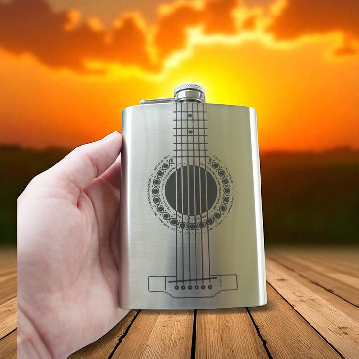8oz Acoustic Guitar Stainless Steel Flask